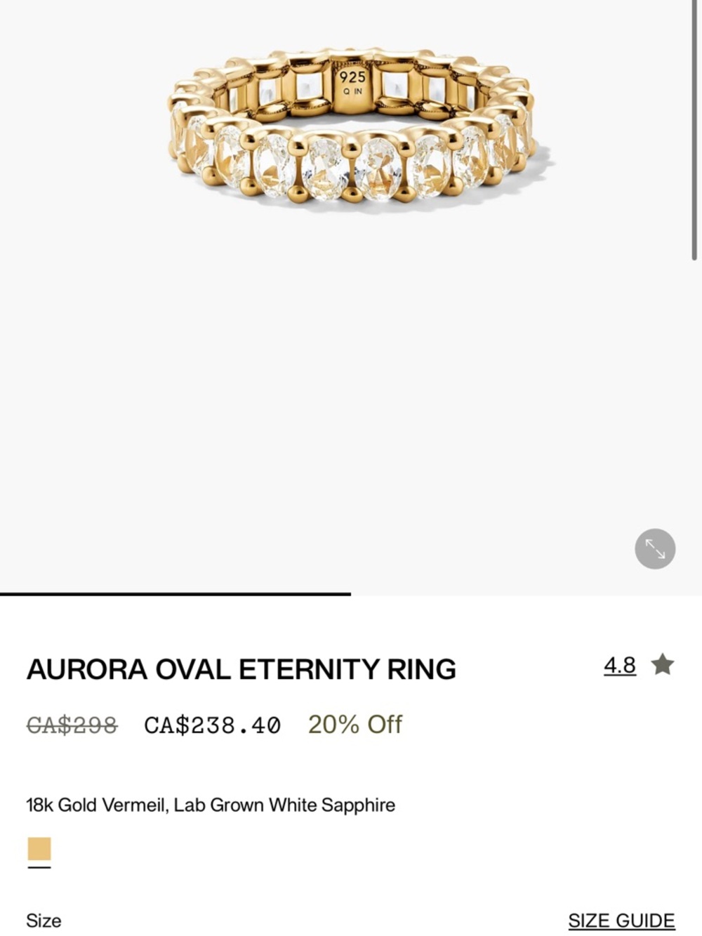 Mejuri Gold Oval Eternity Ring with White Stones
